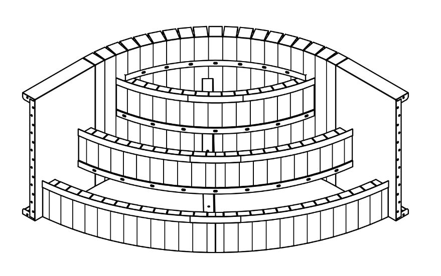 4' Radius Steel Wedding Cake Corner Step 42" (6' x 6') ZAM